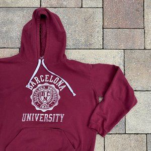 Vintage Barcelona University Distressed Punk DIY Sweater Size Large READ